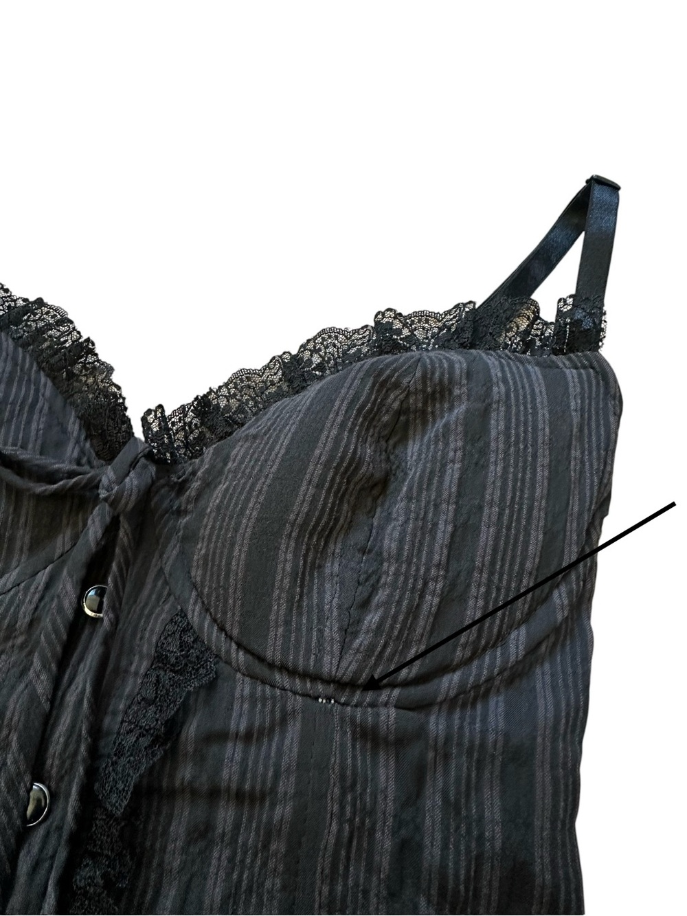 Vintage Lip Service Black Corset Lace Gown Dress Dark Victorian Goth Steampunk - Picture 5 of 12